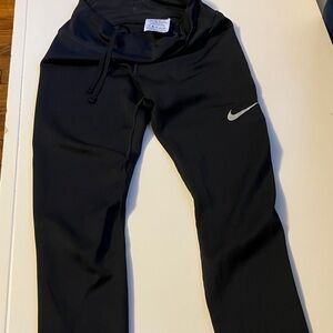 Nike Kids Black Leggings with Silver Swoosh